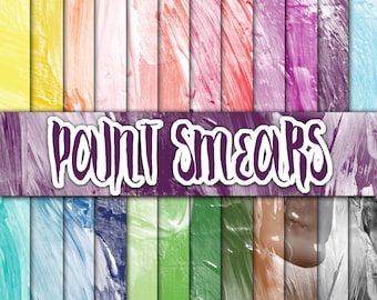 Paintbrush Strokes and Smears Digital Paper - Paint Textures - Paint Backgrounds - 24 Colors - 12inx12in - Commercial Use -INSTANT DOWNLOAD