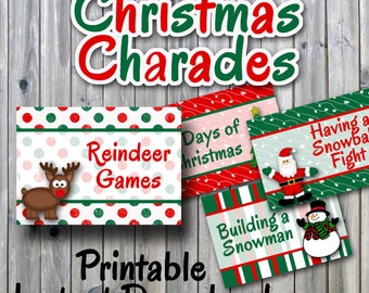 Christmas Charades Printable PDF - Party Game Printable - INSTANT DOWNLOAD