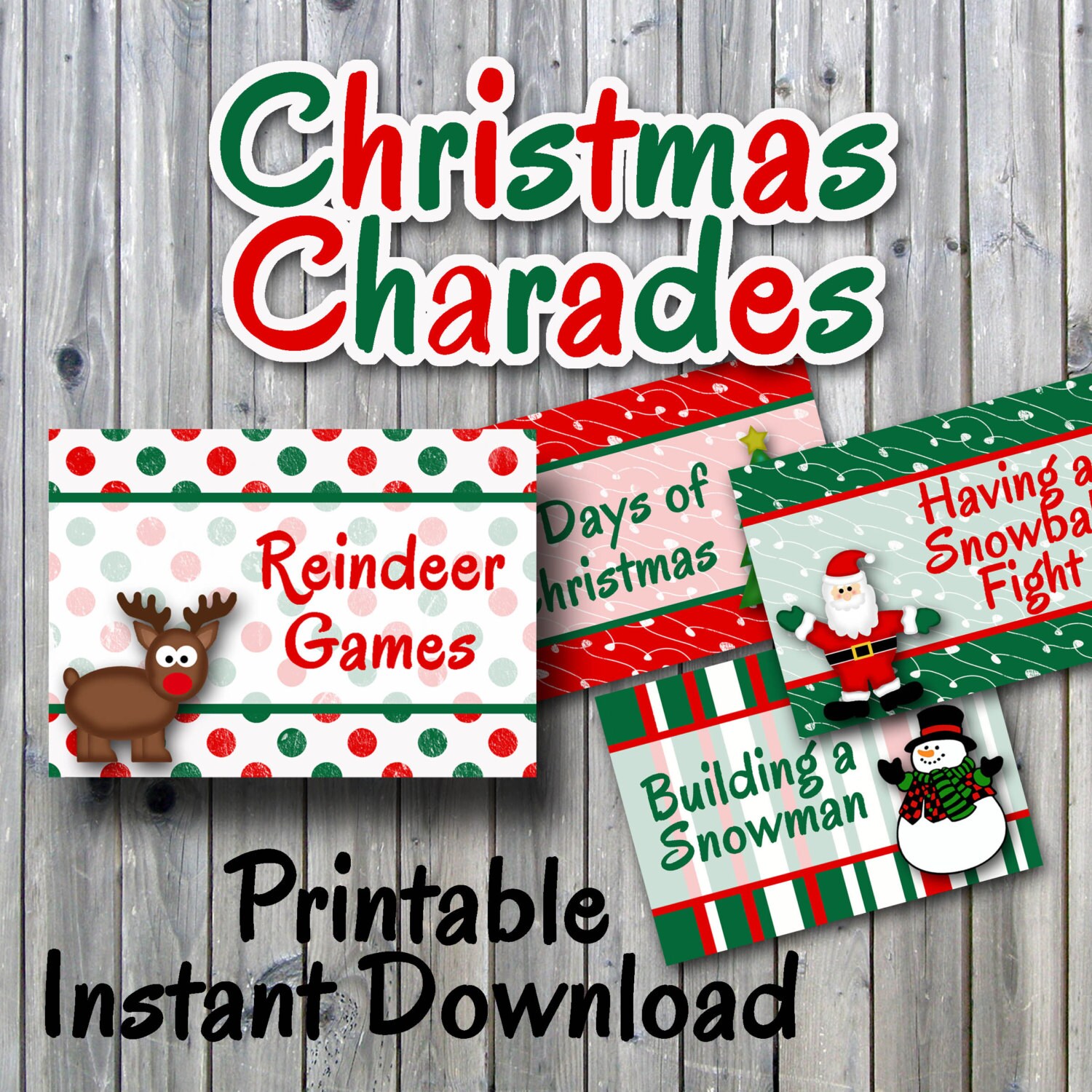 Christmas Charades Printable PDF - Party Game Printable - INSTANT DOWNLOAD - Etsy for Christmas Charades Free Printable Pdf