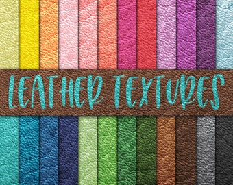 Leather Textures Digital Paper - Colorful Leather Textures and Backgrounds -  24 Colors - 12in x 12in - Commercial Use -  INSTANT DOWNLOAD