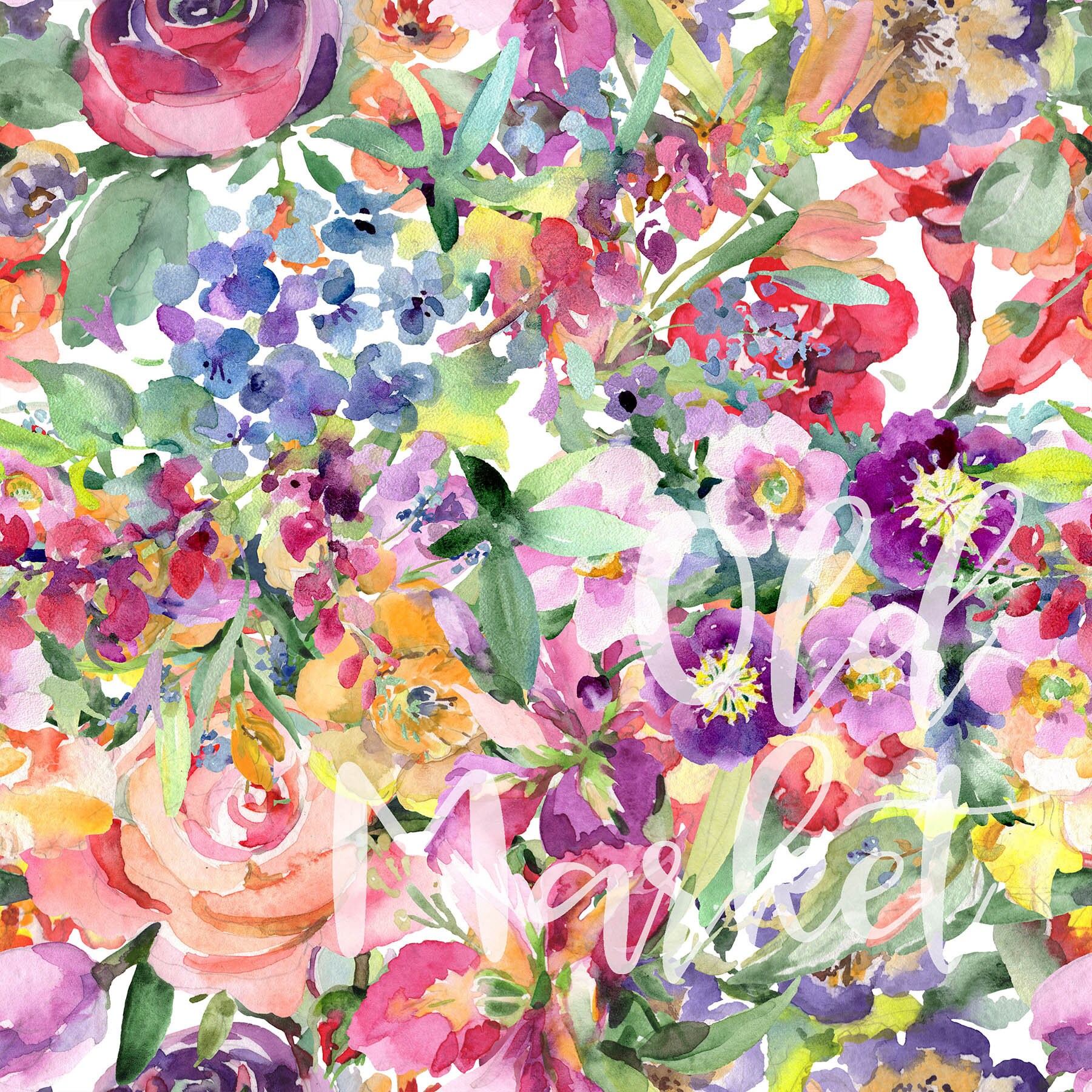 Summer Floral Digital Paper - SEAMLESS - Summer Watercolor Flower ...