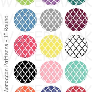 Marokkaanse patronen - 4 x 6 digitaal collageblad - ronde cirkels van 1 inch - INSTANT DOWNLOAD
