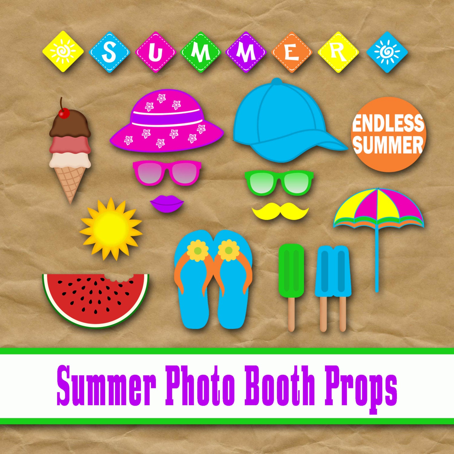 Summer Photo Booth Props and Decorations Printable Over 30 - Etsy