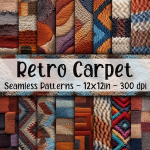 Motifs sans couture de tapis rétro - papier numérique de tapis rétro - 16 modèles - 12 x 12 po - usage commercial - textures de tapis rétro