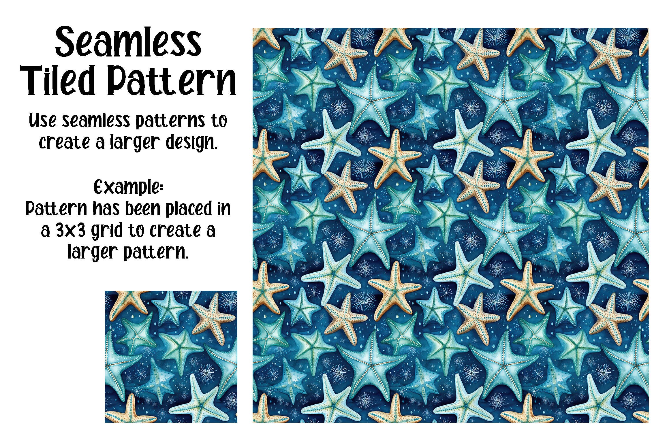 Starfish Patterns Starfish SEAMLESS Patterns - Watercolor Starfish Digital Paper - 16 ...