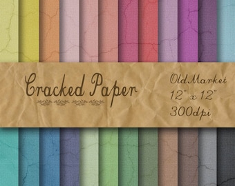 Cracked Paper Digital Paper -  Cracked Paper Textures -  24 Colors - 12in x 12in - Commercial Use -  INSTANT DOWNLOAD