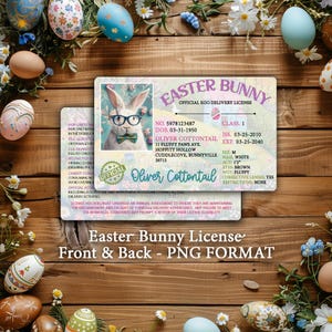 Lapin de Pâques licence Sublimation Design - Permis de livraison d'oeufs de lapin de Pâques fichier PNG - ID de lapin de Pâques - Surprise de Pâques