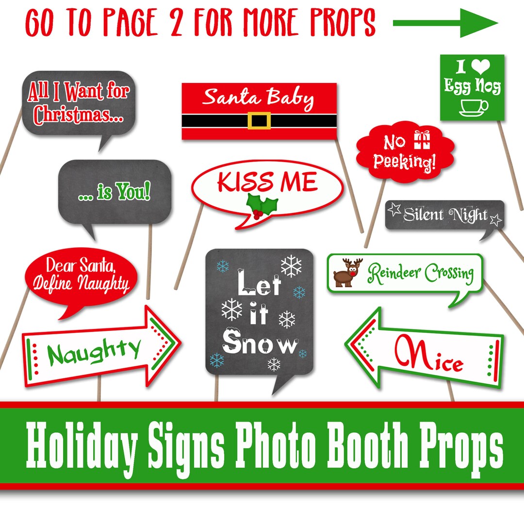 Christmas Signs Photo Booth Props - Printable - Includes 30 Images in ...