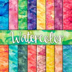 WaterColor Digital Paper Textures - Watercolor Backgrounds - 16 Designs - 12in x 12in - Commercial Use - Instant Download