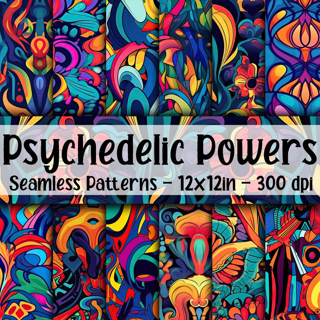 Psychedelic Powers SEAMLESS Patterns - Colorful Digital Paper - 12 ...