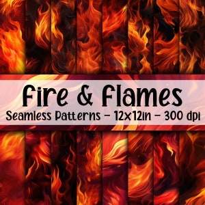 Feu et flammes motifs transparents - papier numérique feu - 16 modèles - 12 x 12 po - usage commercial