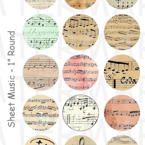 Partitura - Folha de colagem digital 4 x 6 - Círculos redondos de 1 polegada - DOWNLOAD INSTANTÂNEO