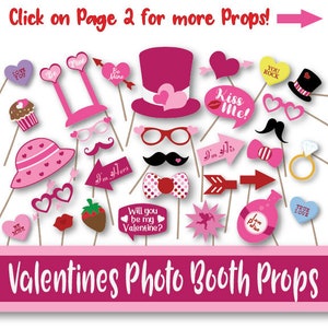 Valentines Day Photo Booth Props and Decorations Printable Props Over 55 Images in PDF Format Digital Download INSTaNT DOWNLoAd image 1