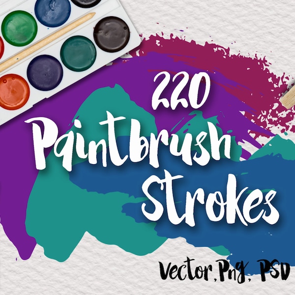 Paintbrush Strokes - Commercial Use Vector Clipart - 220 Images in PNG and EPS format - also includes Photoshop Brushes