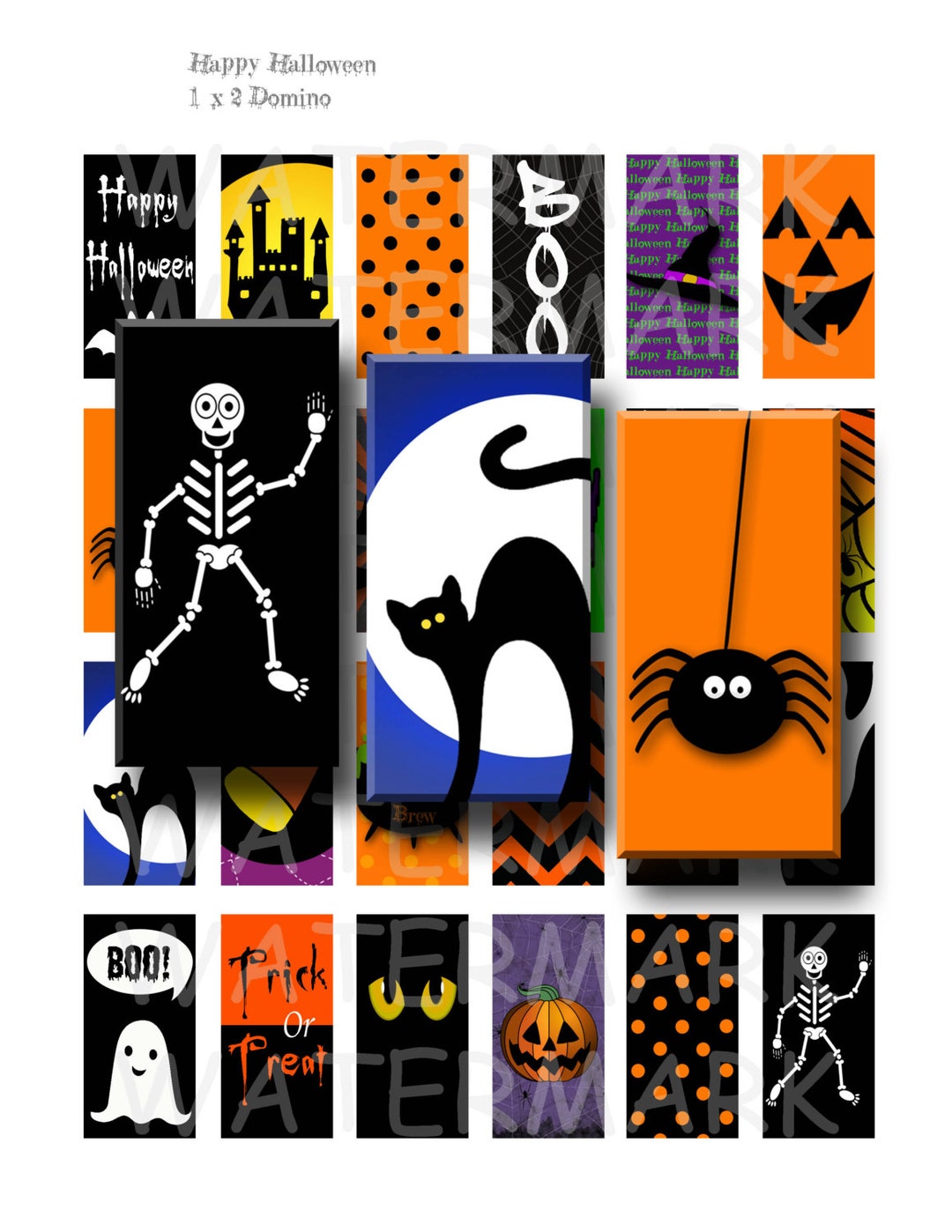Happy Halloween - Digital Collage Sheet - 1 X 2 Inch Domino - INSTANT ...