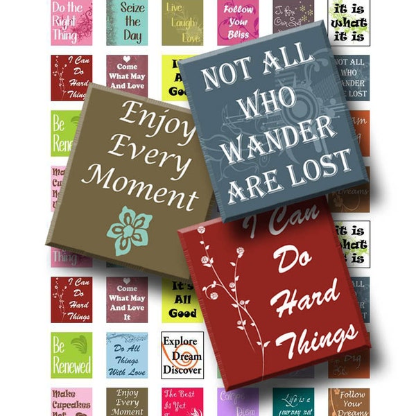 Words of Wisdom - Digital Collage Sheet   - .75 x .83 Scrabble Size - INSTANT DOWNLOAD