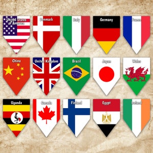 World Flags Printable Banner Includes 137 flags with names Printable Banner Printable Bunting Printable Garland Instant Download image 2