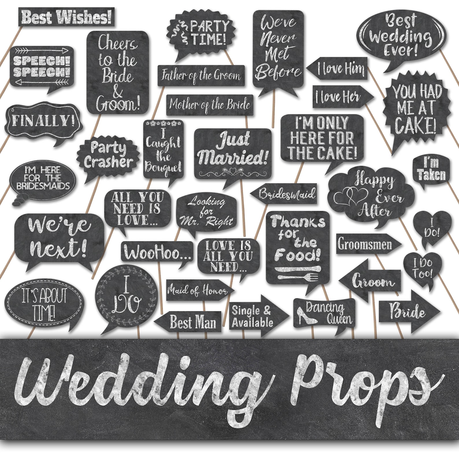 Wedding Photo Booth Prop Signs and Decorations Chalkboard - Etsy
