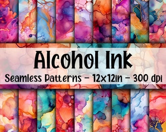 Alcohol Ink SEAMLESS Patterns - Alcohol Ink Digital Paper - 18 Designs - 12x12in - Commercial Use - Alcohol Ink Sublimation