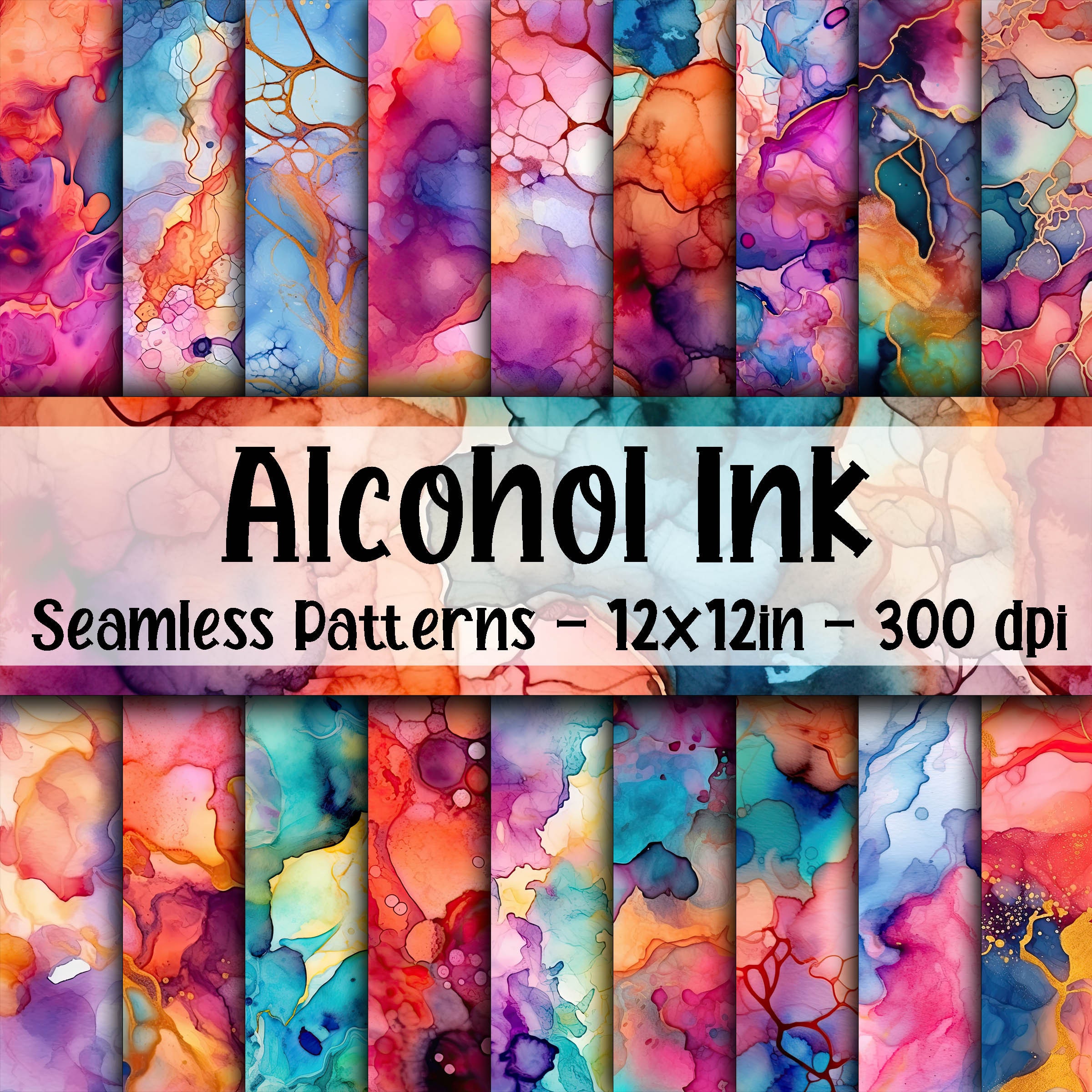 Rainbow Alcohol Ink Digital Paper, Liquid Ink Texture Printable