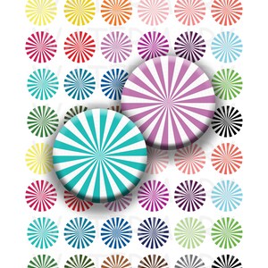 Sunburst Colors - Digital Collage Sheet  - 1 inch Round Circles - Commercial Use - INSTANT DOWNLOAD