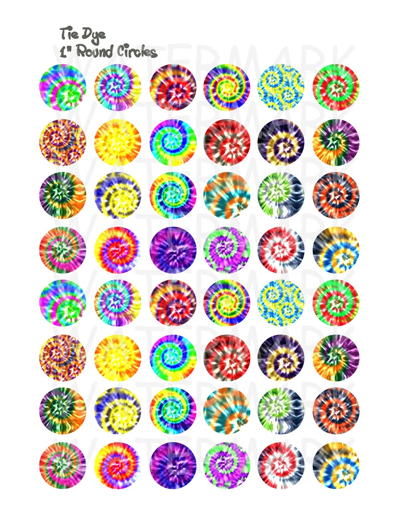 Tie Dye Digital Collage Sheet Bottlecap Designs 1 Inch - Etsy