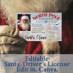 EDITIERBARE Weihnachtslizenz Sublimationsdesign - In CANVA bearbeiten - Weihnachtsmann-Führerschein - Weihnachtsmann-ID - Weihnachtsschlitten-Führerschein