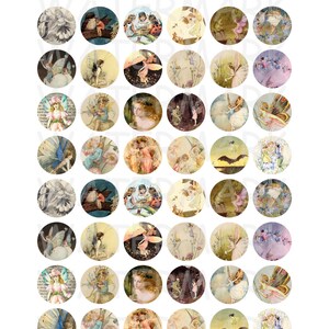 Vintage Fairies - Digital Collage Sheet - 1 Inch Round Circles ...