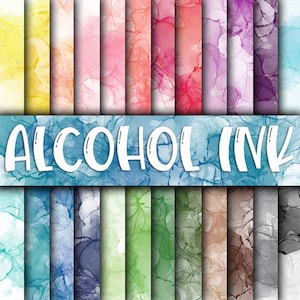 Alcohol Ink Digital Paper - Colorful Alcohol Ink Backgrounds and Textures - 24 Colors - 12in x 12in - Commercial Use - Sublimation