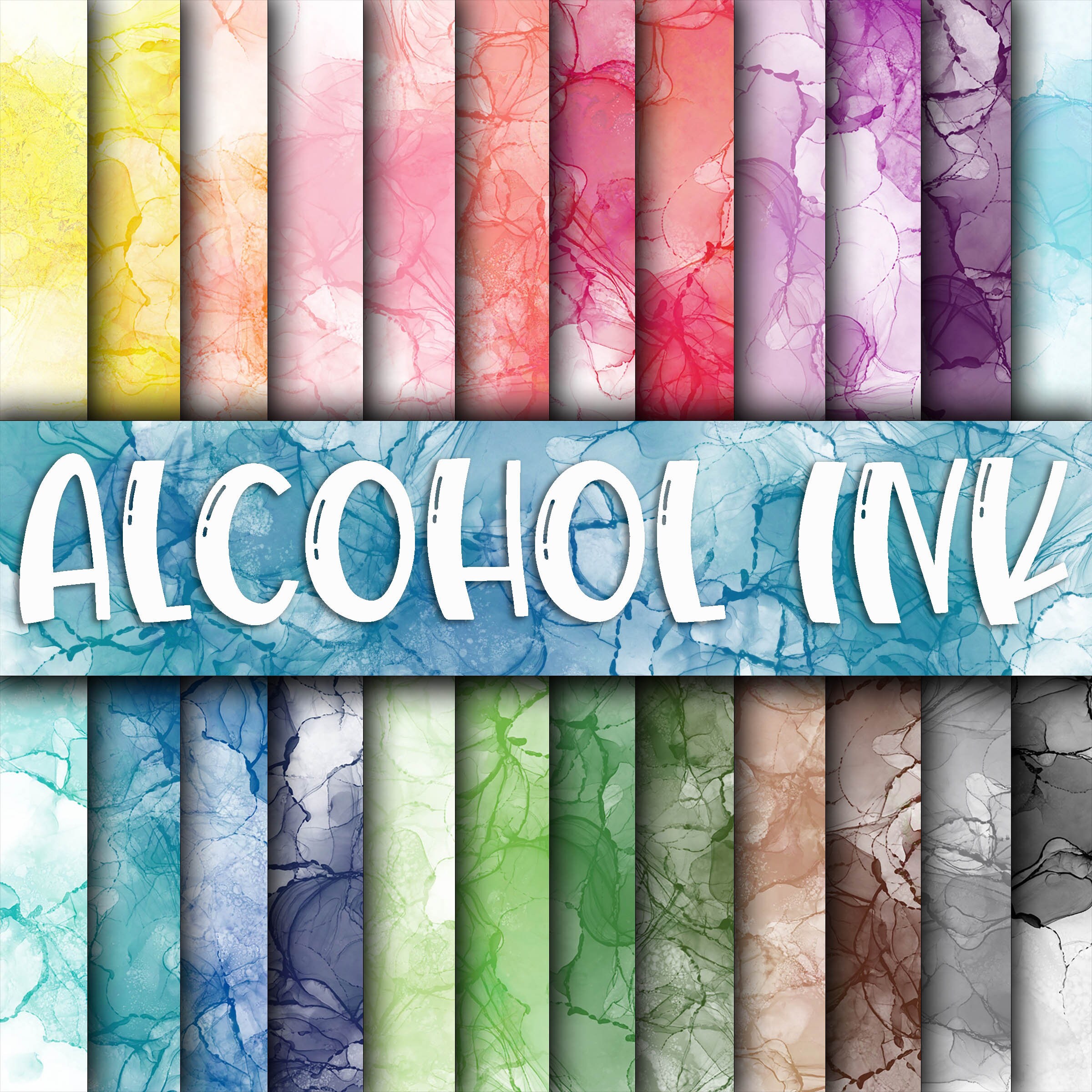 Alcohol Ink Digital Paper - Colorful Alcohol Ink Backgrounds and ...