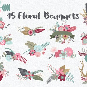 Secret Garden Floral Elements and Bouquets Commercial Use Vector Clipart 145 Images in PNG, AI and EPS format INSTaNT DOWNLoAd image 4