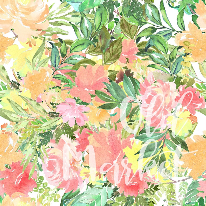 Summer Floral Digital Paper - SEAMLESS - Summer Watercolor Flower ...