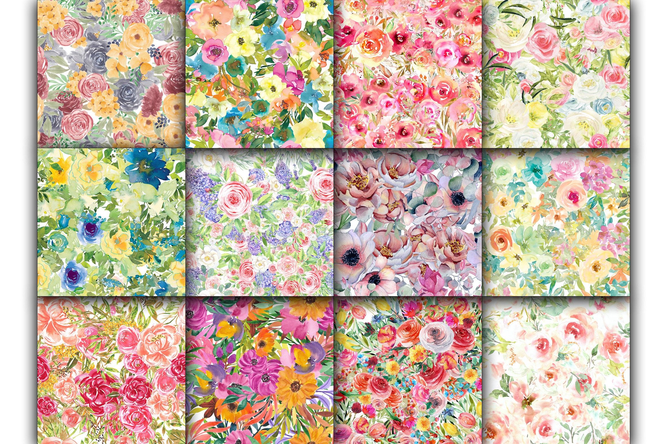 Spring Floral Digital Paper - SEAMLESS - Spring Watercolor Flower ...