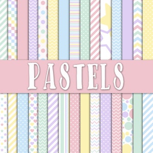 Pastels Digital Paper - Pastel Colors Digital Paper Pack - 30 Papers - 12in x 12in - Commercial Use -  INSTANT DOWNLOAD