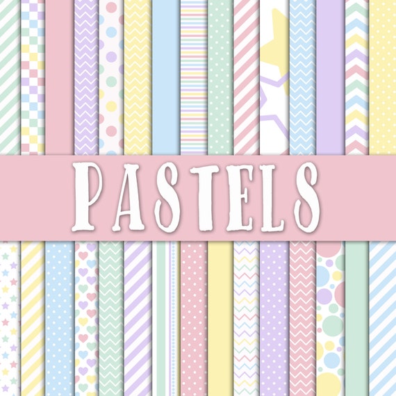 Pastels Digital Paper Pastel Colors Digital Paper Pack 30 Etsy