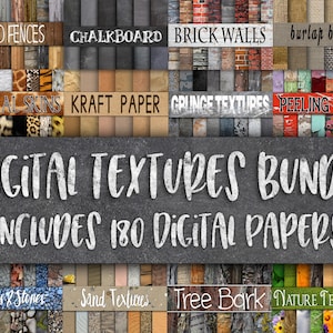 Digital Textures Bundle - Includes 280 Digital Papers - Textures Digital Scrapbook paper Backgrounds -  12x12in - Commercial Use