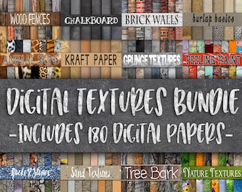 Digital Textures Bundle - Includes 280 Digital Papers - Textures Digital Scrapbook paper Backgrounds -  12x12in - Commercial Use