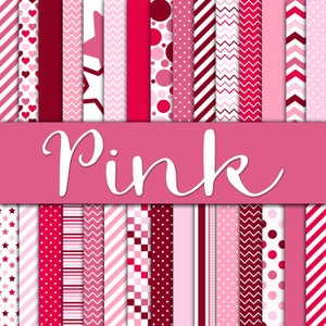 Paquete de papel digital rosa: fondos y texturas en tonos rosa. 30 papeles. 12 x 12 pulgadas. Uso comercial. DESCARGA INMEDIATA.