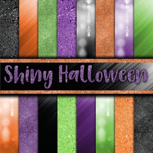 Shiny Halloween Digital Paper - Glitter Halloween Backgrounds - 16 Designs - 12in x 12in - Commercial Use - INSTANT DOWNLOAD