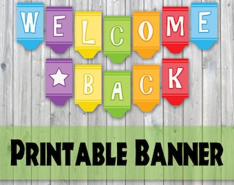 Welcome Back Crayon Design Printable Banner - Back To School - Instant Download