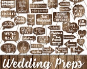 Wedding Photo Booth Prop Signs and Decorations - Rustic Wood Fence Wedding Photobooth Printables - Over 50 Images - Printable Digital File
