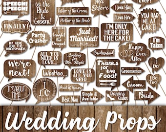 Wedding Photo Booth Prop Signs and Decorations - Rustic Wood Fence Wedding Photobooth Printables - Over 50 Images - Printable Digital File