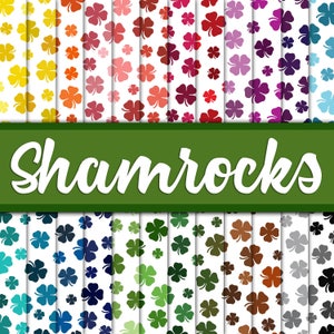 Shamrocks Digital Paper -  St Patricks Day Colorful Digital Paper Pack -  24 Colors - 12in x 12in - Commercial Use -  INSTANT DOWNLOAD