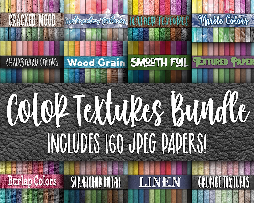 Color Textures Bundle - Includes 288 Digital Papers - Colorful Digital ...