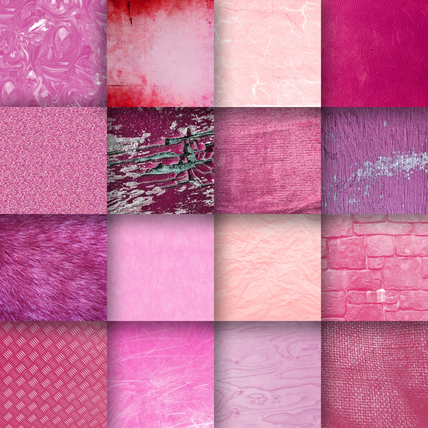 Shades of Pink Digital Paper - Pink Backgrounds - Pink Textures - 16 ...