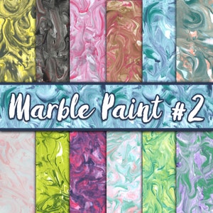 Marble Paint Digital Paper Set #2 - Marble Paint Textures - Marble Backgrounds - 12 Colors - 12in x 12in - Commercial Use - INSTANT DOWNLOAD