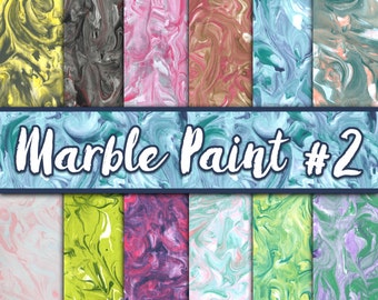 Marble Paint Digital Paper Set #2 - Marble Paint Textures - Marble Backgrounds - 12 Colors - 12in x 12in - Commercial Use - INSTANT DOWNLOAD
