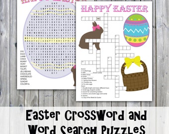 Easter Crossword Puzzle and Word Search - Party Game Printables - Instant Download