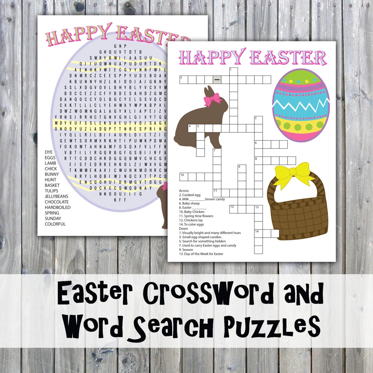 Easter Crossword Puzzle and Word Search Party Game - Etsy