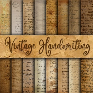 Vintage handschrift digitaal papier texturen - antieke schrijfachtergronden - 16 ontwerpen - 12 in x 12 in - commercieel gebruik - INSTANT DOWNLOAD